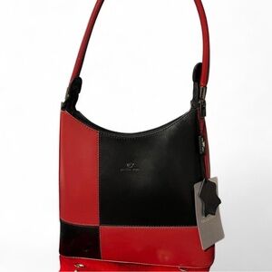Daniela Moda Elegant Red and Black Shoulder Bag